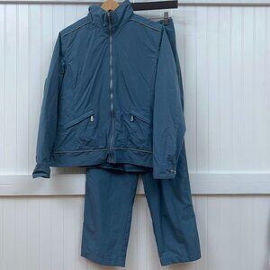 Vital Zone Blue Windbreaker Tracksuit Set Women's Athletic Jacket & Pants Small